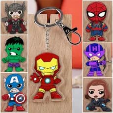 Chaveiro De Acrílico De Anime Para Marvel Comics Os Vingadores Figuras Homem-Aranha Capitão América De Ferro Wolverine T