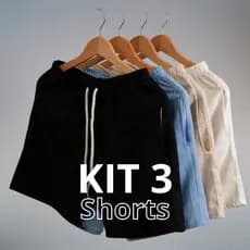 Kit 3 Short Linho Bermuda Mauricinho Sarja Diversas Cores de Alta Qualidade Linha Premium