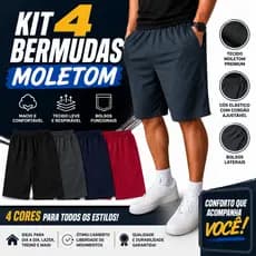 Kit 4 Bermuda Masculina Moletinho Casual Bolsos Cintura Elástica P ao GG