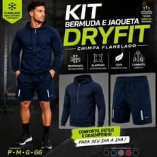 Kit Bermuda e Jaqueta Dryfit Unissex Flanelada Fitness 2K26