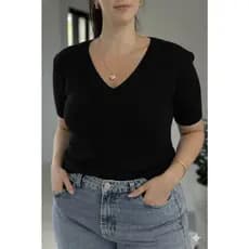 BLUSA PLUS SIZE TRICOT MODAL GOLA V VERAO 2026