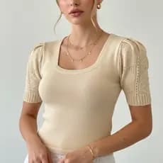 BLUSA FEMININA MANGA CURTA TRICOT MODAL  ROUPA ESTILOSA TENDENCIA 2026