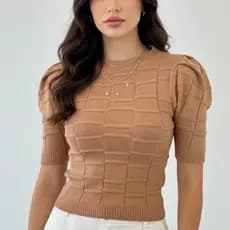 BLUSA FEMININA MANGA CURTA TRICOT MODAL  ROUPA ESTILOSA TENDENCIA 2026