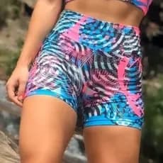kit 3 short suplex academia fitness cos  alto meia coxa estampada