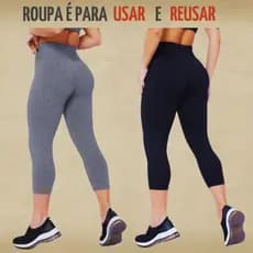 kit 2 calça legging corsário lisa feminina suplex cintura alta academia e fitness excelente qualidade
