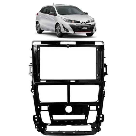MOLDURA 9" TOYOTA YARIS 2018 A 2021 BLACK PIANO A/C DIGITAL