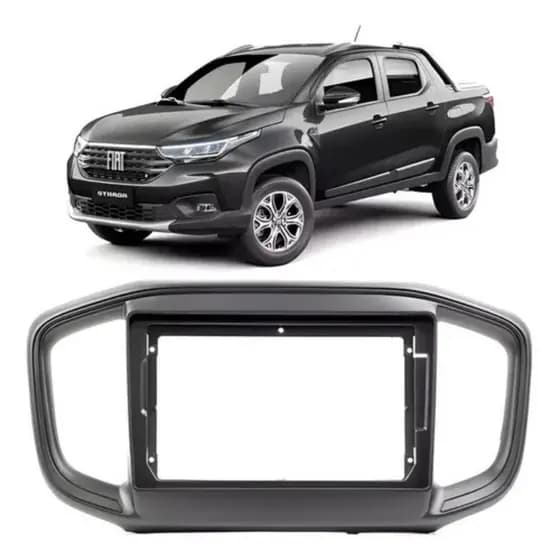 MOLDURA PARA 9 POLEGADAS FIAT STRADA 2021 A 2025 PRETO FOSCO