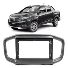 MOLDURA PARA 9 POLEGADAS FIAT STRADA 2021 A 2025 PRETO FOSCO