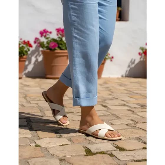 Sandalia Feminina Rasteira X Couro Ecologico Rasteirinha Feminina Salto baixo Sapato Feminino