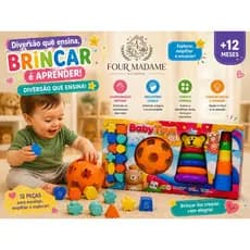 Brinquedo Educativo - Brinquedo Infantil de Encaixe e Empilhar com Formas e Cores 12 Peças