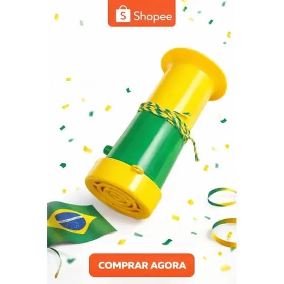 Corneta do Brasil Verde e Amarelo – Buzina Alta Potência para Torcida, Jogos e Copa