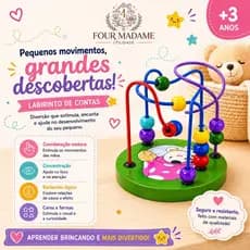 Brinquedo Educativo - Labirinto de Contas Infantil Brinquedo Educativo em Madeira Coordenação Motora