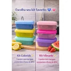 Kit com 3 Mini Potes Coloridos 380ml – Práticos, Compactos e Ideais para Lanches