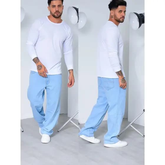 CALÇA JEANS MASCULINA BAG BALÃO CLARA ESTILO SKATE - LANÇAMENTO