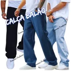 Calça Jeans Balão Boca Larga Estilosa Moda Masculina