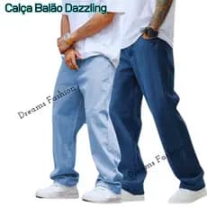 Calça Jeans Balão Boca Larga Estilosa Moda Masculina Dazzling 100 % Algodão
