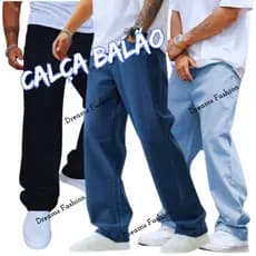 Calça Balão Clara Escura Larga Skatista Grande Folgada