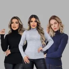 Blusa Gola Alta Tricot Feminina Inverno Manga Longa TAM :U 36 até 44