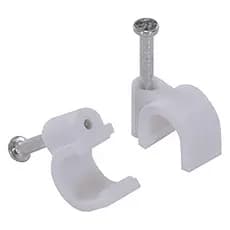 Kit 25 Fixa Fio RG59 6mm com Prego Aço Duallux Organizador de Cabos Branco