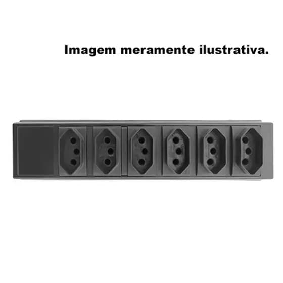 Extensão Elétrica 6 Tomadas 10A Preta Compacta Ideal para Escritório e CFTV