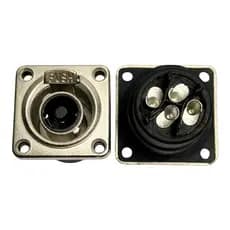 Conector Speakon Macho 4 Vias para Painel com Trava Niquelado Áudio Profissional