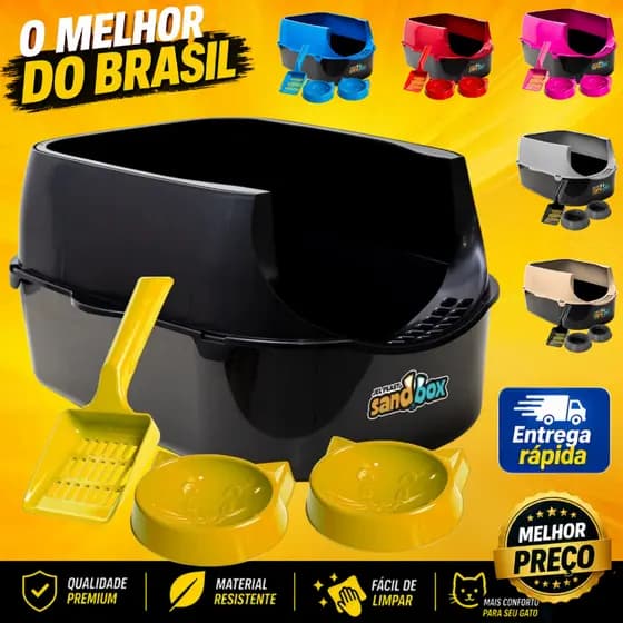 Caixa de Areia para Gatos Grandes Banheiro Sanitário Pet Aberta Resistente Forte Furba Sandbox Gato