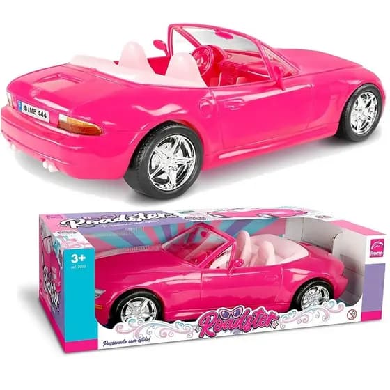 Carro Carrinho grande rosa pink 46cm boneca pequena Barb rosa conversivel Roadster BMW