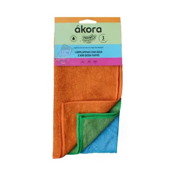 Kit 3 Panos Magicos Limpa Tudo Ákora Microfibra (Limpa Tudo Só Com Água Muito Fácil) Limpeza Geral