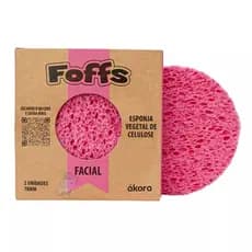 Esponja Para Limpeza Facial Foffs Esponja Vegetal de 100% Celulose Akora Cx. 2 unidades