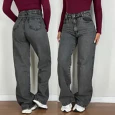 Calça Jeans Feminina Wide Leg Cintura Alta Pantalona 100% Algodão Premium