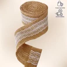 Fita De Juta Com Renda Natural 8cm * 9,5mt - Para Artesanato Decoração A MELHOR QUALIDADE DO MERCADO