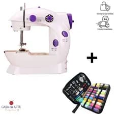 Mini Maquina Costura Portátil Elétrica com Pedal Bivolt 110v-220v + BRINDE