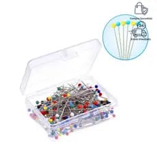 100 Alfinetes Cabeça -VIDRO ou ACRILICO- Inox Fino Patchwork Alinhavar