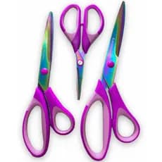 Kit 3 Tesouras Profissionais de Titânio  8.5" 7" 5.5" Corte Costura