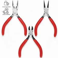 Kit 3 Alicate Universal Bico Redondo - Corte - Meia Cana P/ Artesanato Bijuteria Elétrica