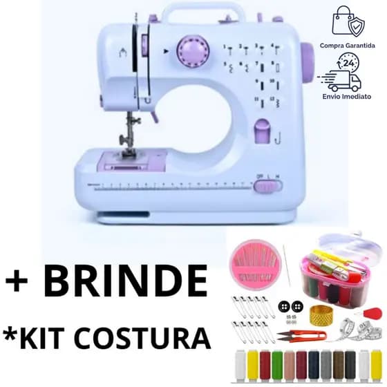 Máquina Costura Portátil Elétrica 12 Pontos com Pedal 110v-220v + BRINDE