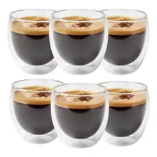Kit  Copo Parede Dupla de Vidro 80 ml para Café Chá Suco Copo Duplo Isolante