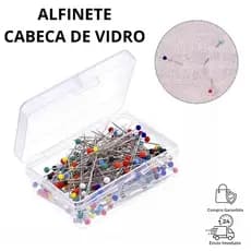 100 Alfinetes Cabeça VIDRO Inox Fino