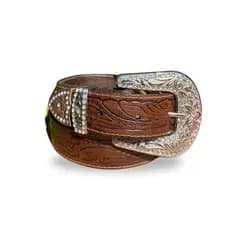 Cinto Muladeiro Feminino Country Com Detalhes Em Brilho Strass Couro Legitimo