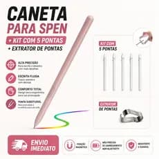 Caneta S Pen Genérica Rosa P/ Galaxy Tab S6 Lite S7 S8 S9 10 + Kit com 5 Pontas Extras e Extrator de Pontas