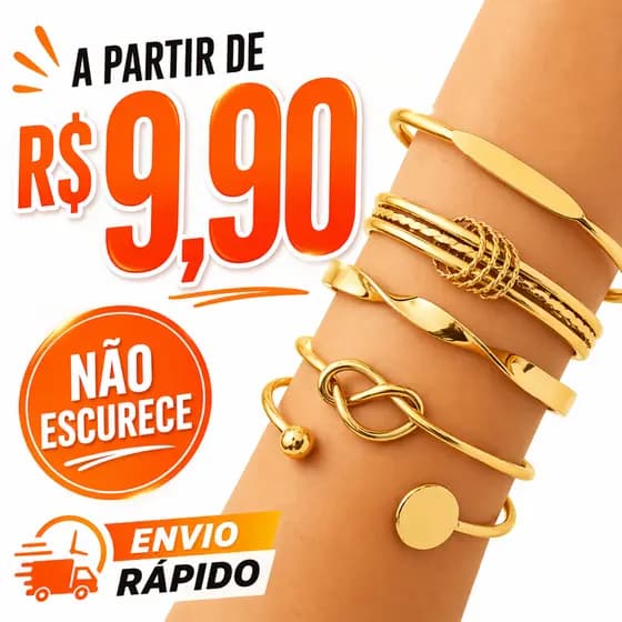 Pulseiras Femininas Aço Inoxidável Não Escurece Dourada/Prateadas Promoção Kit ou Unidade