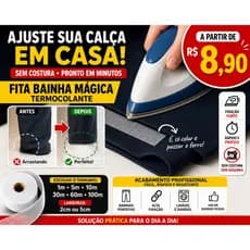 Fita Bainha Mágica Sem Costura Ajuste Calça em Minutos Termocolante 1m 5m 10m 30m ou 60m