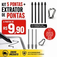 Kit de Pontas para Caneta Spen Samsung com Extrator Para Modelos S6, S6 Lite, S7, S8, S9 e S10