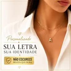 Colar e Choker Letra Inicial Banhado a Ouro 18k Feminino Não Escurece Presente Luxo