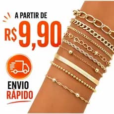 Kit Pulseiras Femininas Aço Inoxidável Dourada/Prateada com 03, 05 ou 10 Unidades Estilos Variados