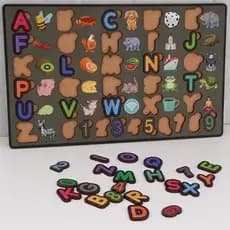 Alfabeto e Números em MDF Colorido - Brinquedo Pedagógico Infantil Aprenda Brincando