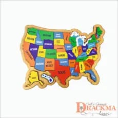 Quebra-Cabeça Mapa dos Estados Unidos Brinquedo Educativo em MDF, Estados e Capitais.