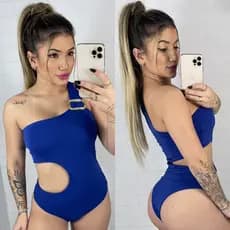 Maiô Feminino Nula Manga todo Forrado com bojo moda praia detalhe alca body maio engana mamae