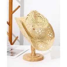 Chapéu Gypsy Boho Palha Durinha Hippie Chic Cowboy de Praia Virginia