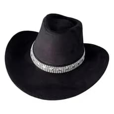 Chapéu Camurça Ana Castela Cowboy Rodeio Boiadeira com Faixa Brilho Coração